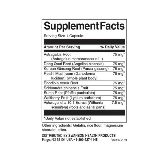 Swanson Adaptogenic Herbal Complex Capsules 60 Capsules