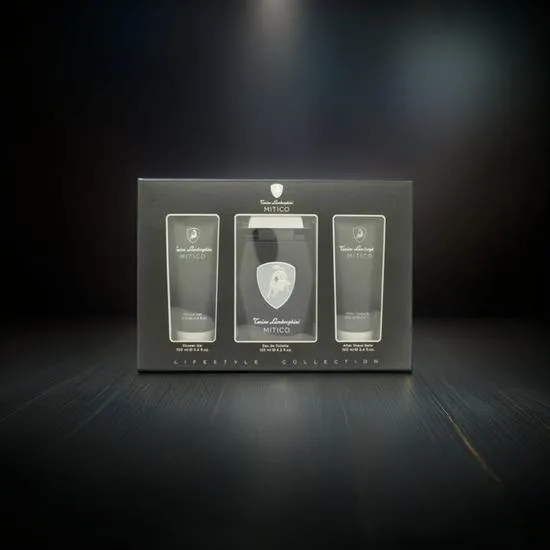 Lamborghini Mitico Gift Set 125ml Eau De Toilette + 100ml Shower Gel + 100ml Aftershave Balm