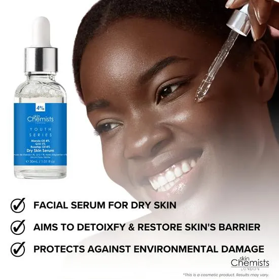 skinChemists Dry Skin Marulua Oil 4%, Q10 1%, Rosehip Oil 4% 30ml