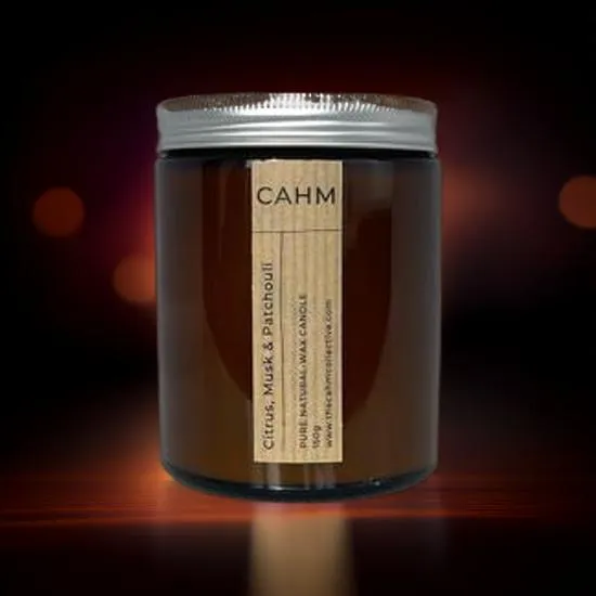 CAHM Citrus, Musk & Patchouli Candle Amber Jar