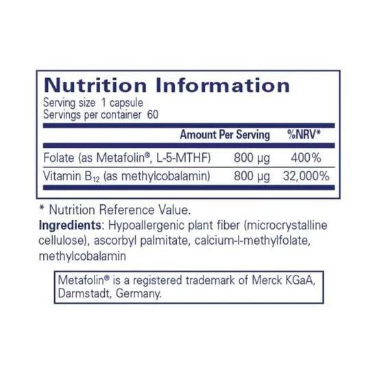 Pure Encapsulations B12 Folate Capsules 60 Capsules