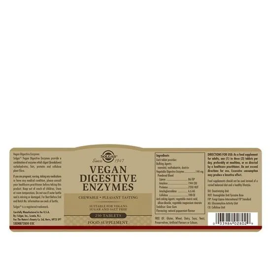 Solgar Vegan Digestive Enzymes Tablets 50 Tablets
