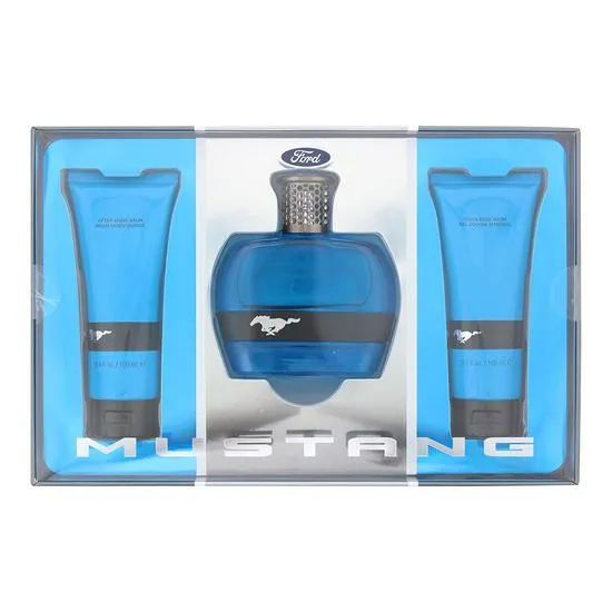 Mustang Blue Eau De Toilette Aftershave Balm + Body Wash Gift Set 100ml