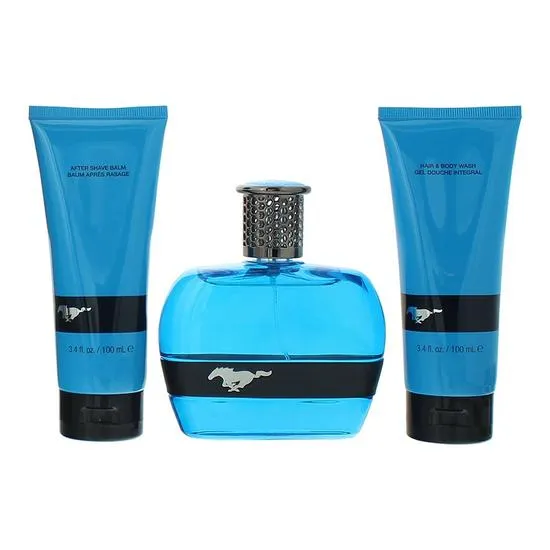 Mustang Blue Eau De Toilette Aftershave Balm + Body Wash Gift Set 100ml