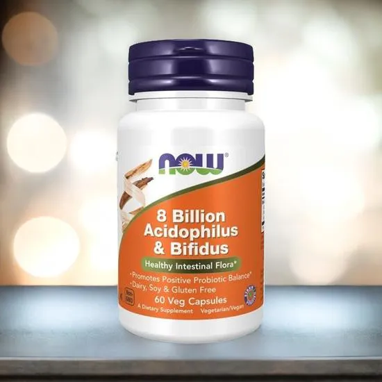 NOW Foods 8 Billion Acidophilus & Bifidus Capsules 60 Capsules