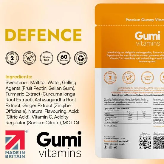 Gumi Vitamins Defence Ashwagandha, Turmeric & Ginger