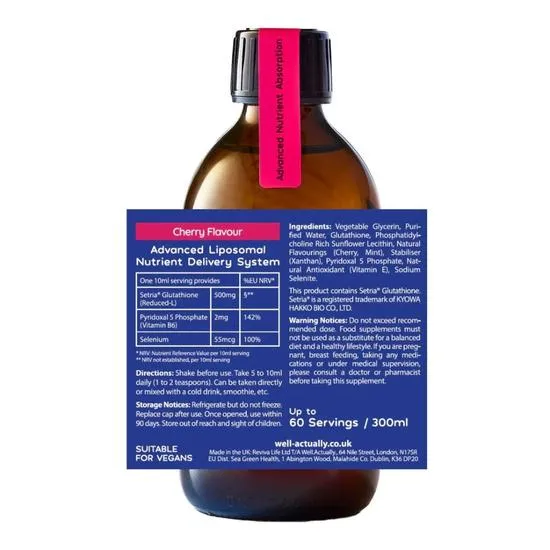 Well Actually Reduced L-Glutathione 500mg Dual Action 300ml