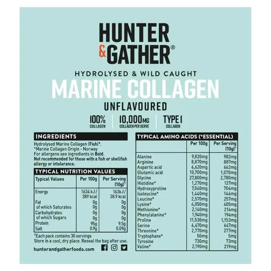 Hunter and Gather Marine Collagen Peptide Protein Powder Unflavoured 300g
