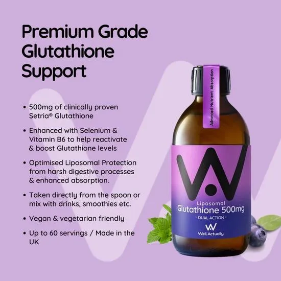 Well Actually Liposomal Reduced L-Glutathione 500mg Blueberry 150ml