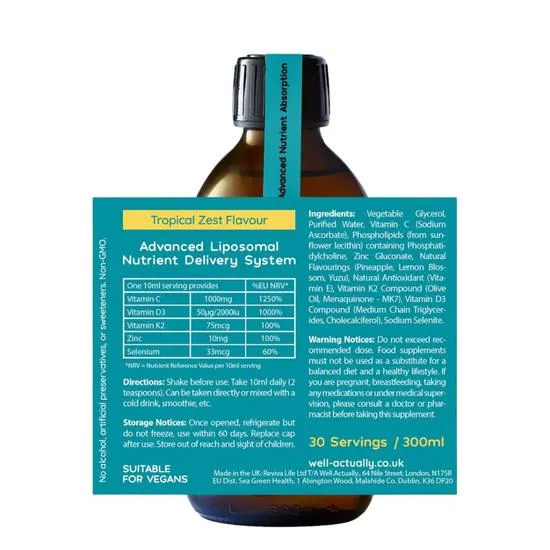 Well Actually Advanced Immune Support Tropical Zest 300ml