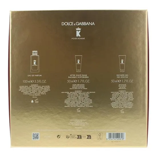Dolce & Gabbana K Eau De Parfum Aftershave Balm + Shower Gel Gift Set 100ml