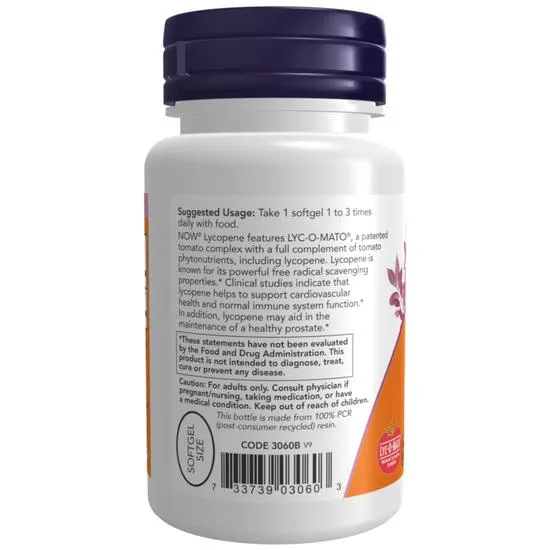 NOW Foods Lycopene 10mg Softgels 60 Softgels