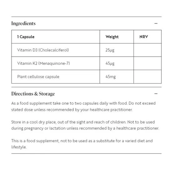 Viridian Vitamin D3 & K2 Capsules 90 Capsules