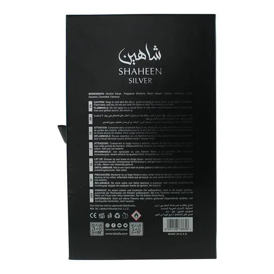 Lattafa Shaheen Silver Eau De Parfum 100ml