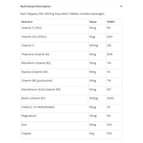 Health Aid Slippery Elm Tablets 60 Tablets
