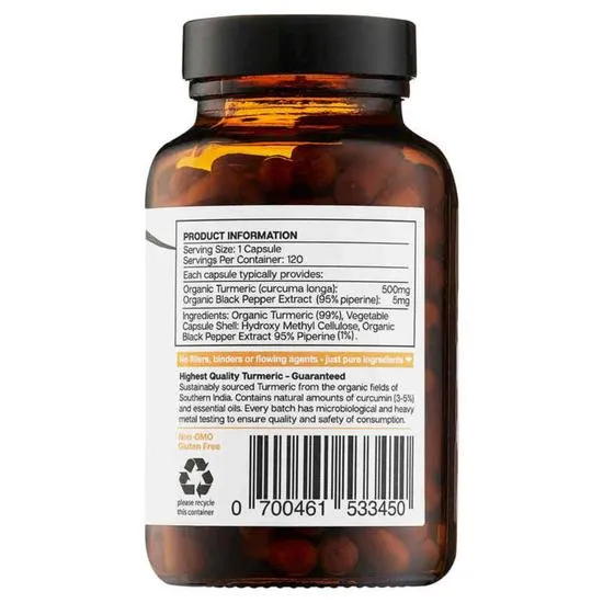 Taka Turmeric Organic Turmeric & Black Pepper Extract Capsules 120 Capsules