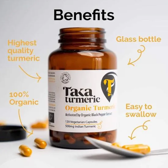 Taka Turmeric Organic Turmeric & Black Pepper Extract Capsules 120 Capsules