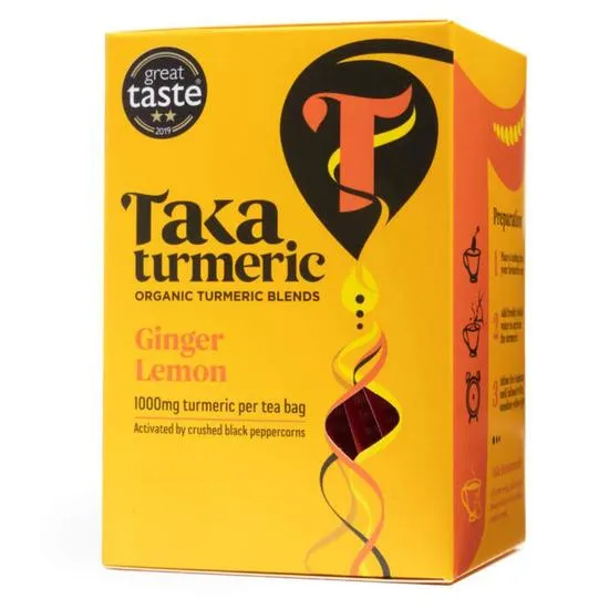Taka Turmeric Organic Ginger Lemon Turmeric Tea Bags 60