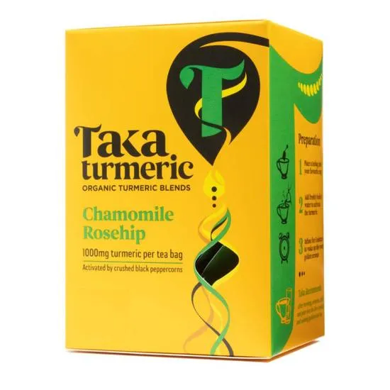 Taka Turmeric Organic Chamomile Rosehip Turmeric Tea Bags 60 Tea Bags
