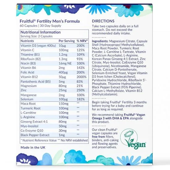 Fruitful Fertility Mens Formula Capsules 60 Capsules