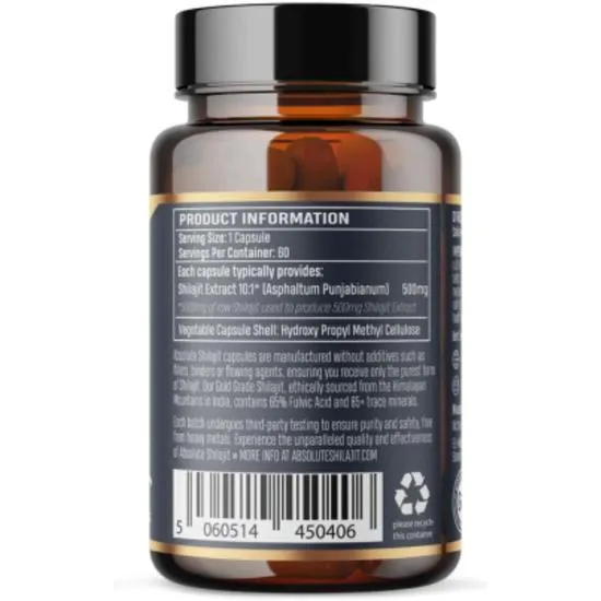 Absolute Shilajit 500mg Maximum Strength Capsules 60 Capsules