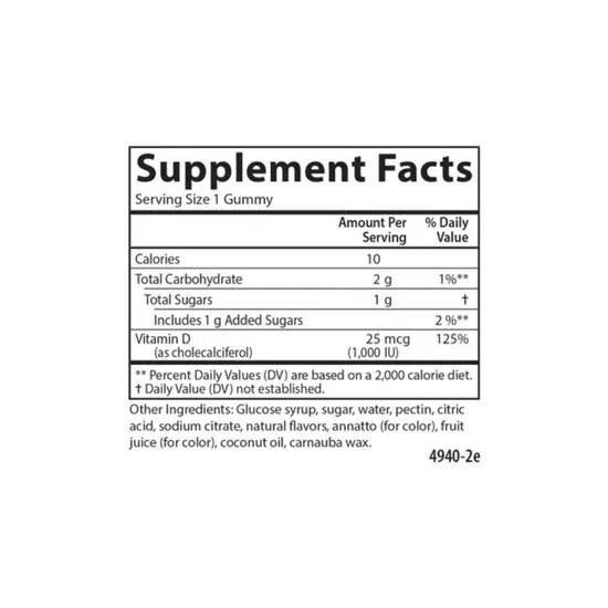 Carlson Labs Vitamin D3 1000iu Natural Fruit Gummies 60 Gummies