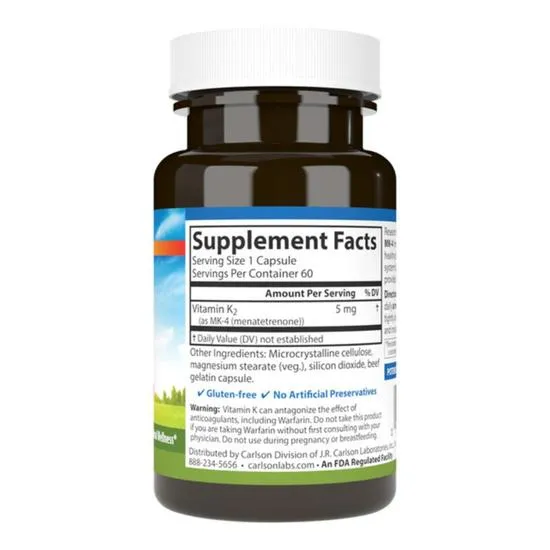 Carlson Labs Vitamin K2 MK-4 5mg Capsules 60 Capsules