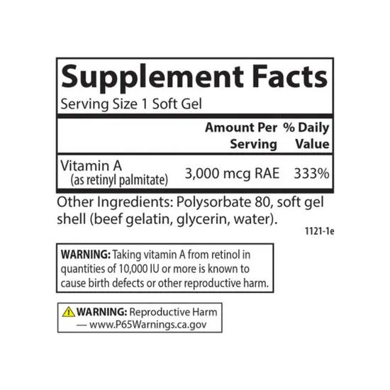Carlson Labs Vitamin A Solubilized 10, 000iu Softgels 100 Softgels