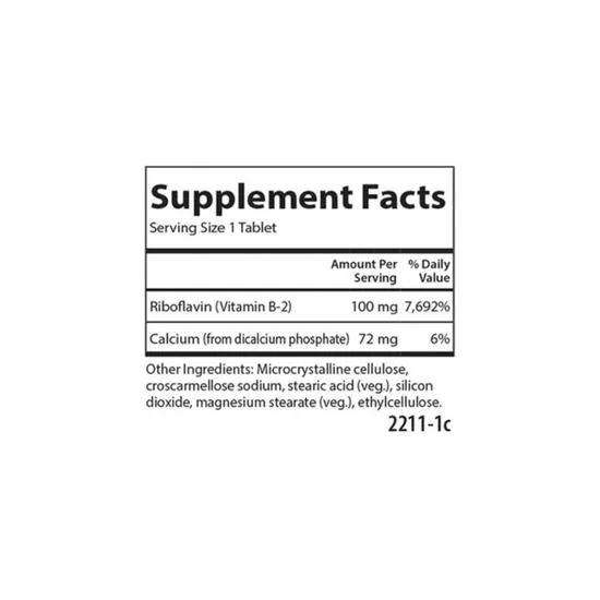 Carlson Labs Vitamin B2 100mg Tablets 100 Tablets