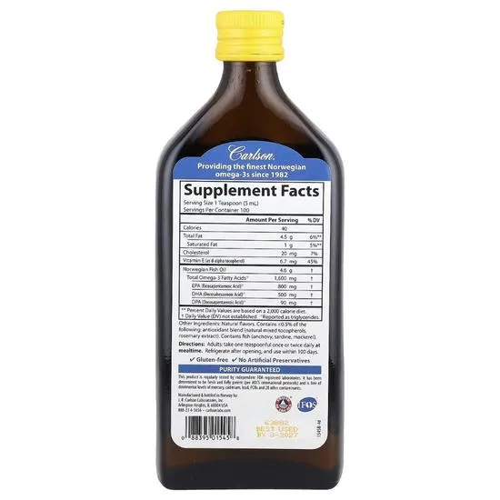 Carlson Labs The Very Finest Fish Oil Natural Lemon 200ml