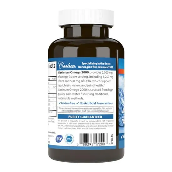 Carlson Labs Maximum Omega 2000 Softgels 90+30