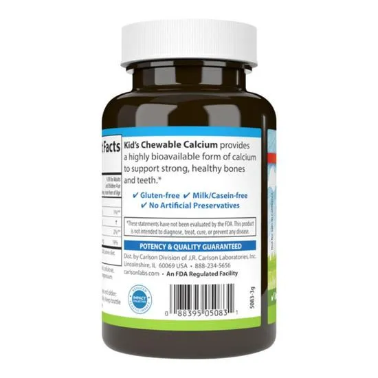 Carlson Labs Kid's Chewable Calcium 250mg Natural Vanilla 60 Tablets
