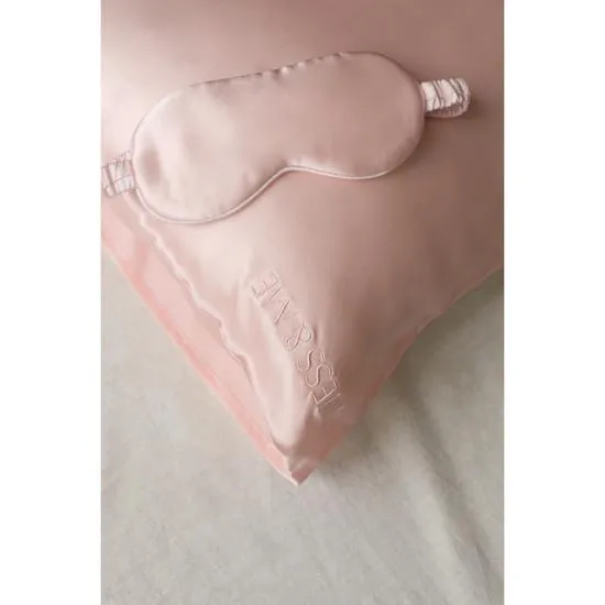 Ness & Me 100% Mulberry Silk Pillowcase & Eye Mask Set Black