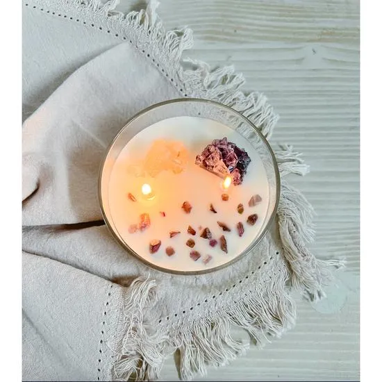 Ness & Me Luxury 2-Wick Crystal Soy Wax Candle Lavender & Juniper