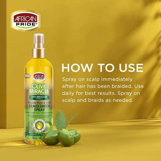 African Pride Olive Miracle Anti-Breakage Braid Sheen Spray 355ml