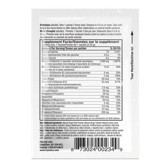 Ener-Life Ener-C Lemon Ginger Sugar Free Sachets 30 Sachets