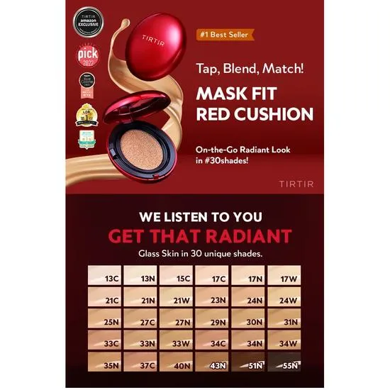 TIRTIR Mask Fit Red Cushion Trial Kit Deep (35N/37C/40N,43N/51N/55N)