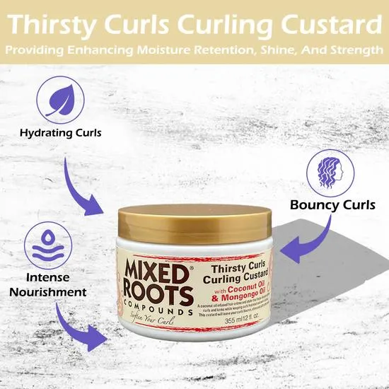 Mixed Roots Thirsty Curls Curling Custard Coconut Oil & Mongongo Oil 355ml