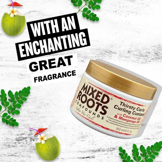 Mixed Roots Thirsty Curls Curling Custard Coconut Oil & Mongongo Oil 355ml