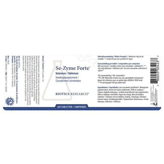 Biotics Research Se-Zyme Forte Tablets 100 Tablets