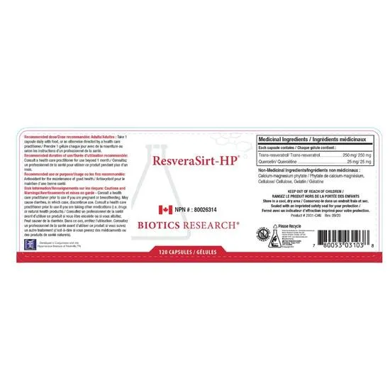 Biotics Research ResveraSirt-HP 30 Capsules