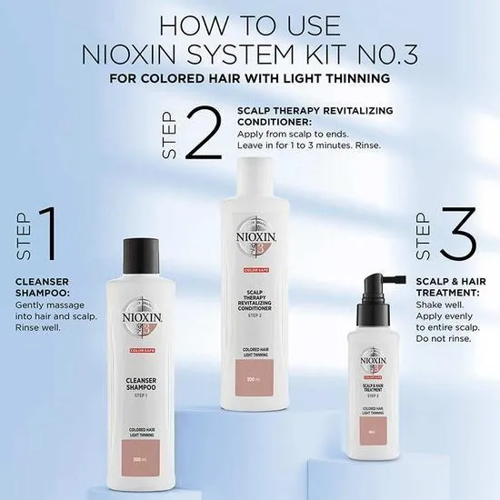 Nioxin Kit System 3 300ml Shampoo, 300ml Conditioner + 100ml Scalp Treatment