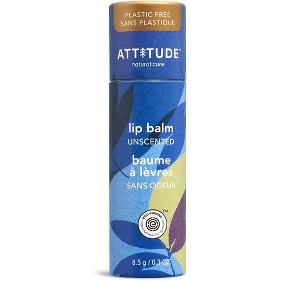 Attitude Plastic-Free Unscented Lip Balm Enriched With Olive Oil 8.5 g
