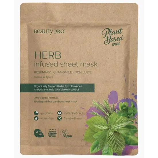 BeautyPro Plant Based Range Herb Infused Sheet Mask 22ml