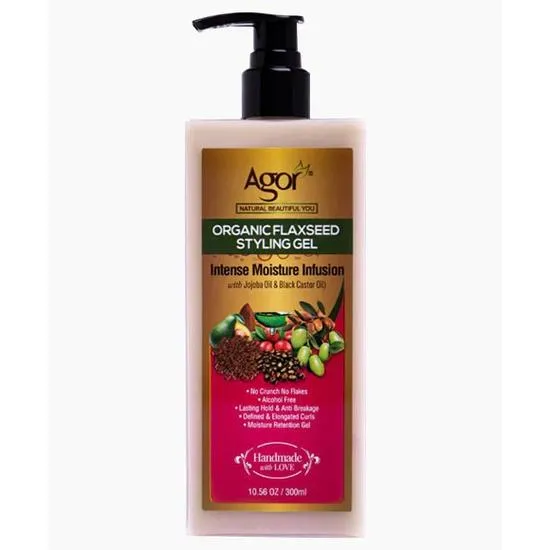 Agor Organic Flaxseed Styling Gel Intense Moisture With Castor & Jojoba Oil 300ml