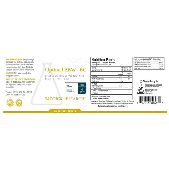 Biotics Research Optimal EFAs BC Capsules 120 Capsules