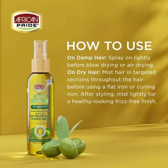 African Pride Olive Miracle Anti Breakage Heat Protection & Shine Mist 118ml