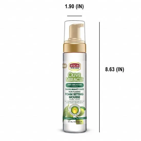 African Pride Olive Miracle Anti Breakage Foam Setting Mousse 251ml