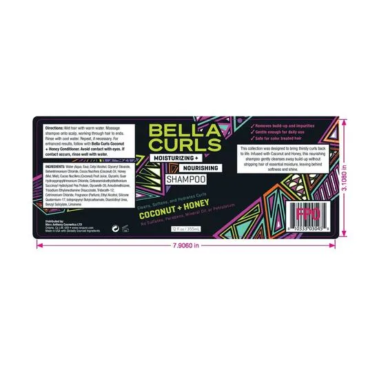 Bella Curls Moisturising & Nourishing Shampoo 355ml
