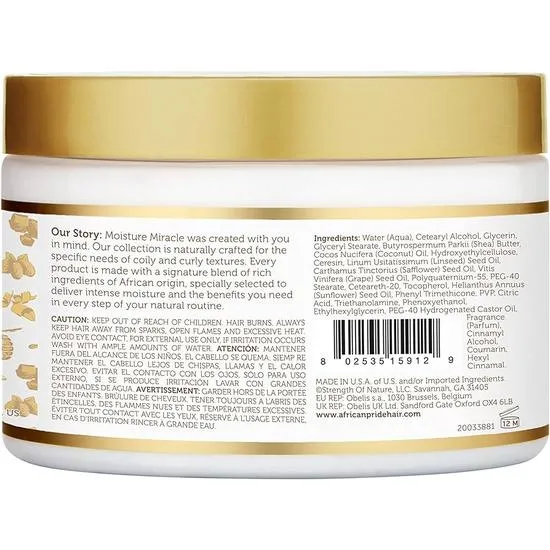 African Pride Moisture Miracle Shea Butter & Flaxseed Oil Curling Cream 340g